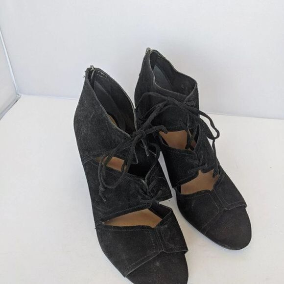 Franco Sarto Black Suede Lace Up Heel Sandals 8.5 - Picture 3 of 8